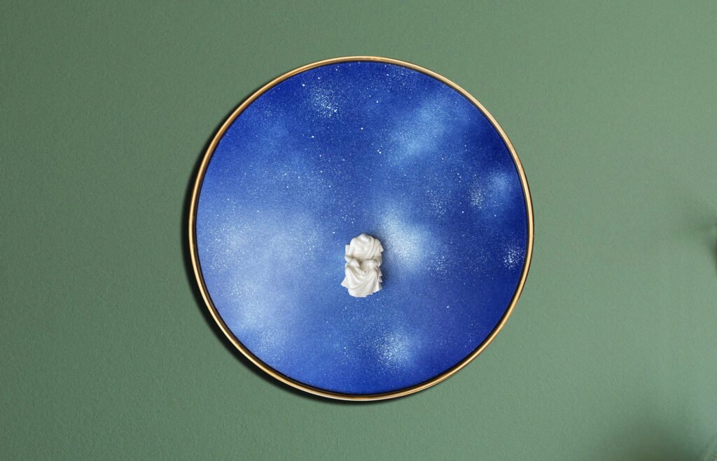 Stand Guard by Alexandru Regent (Acrylic and alabaster on cardboard, 2019)