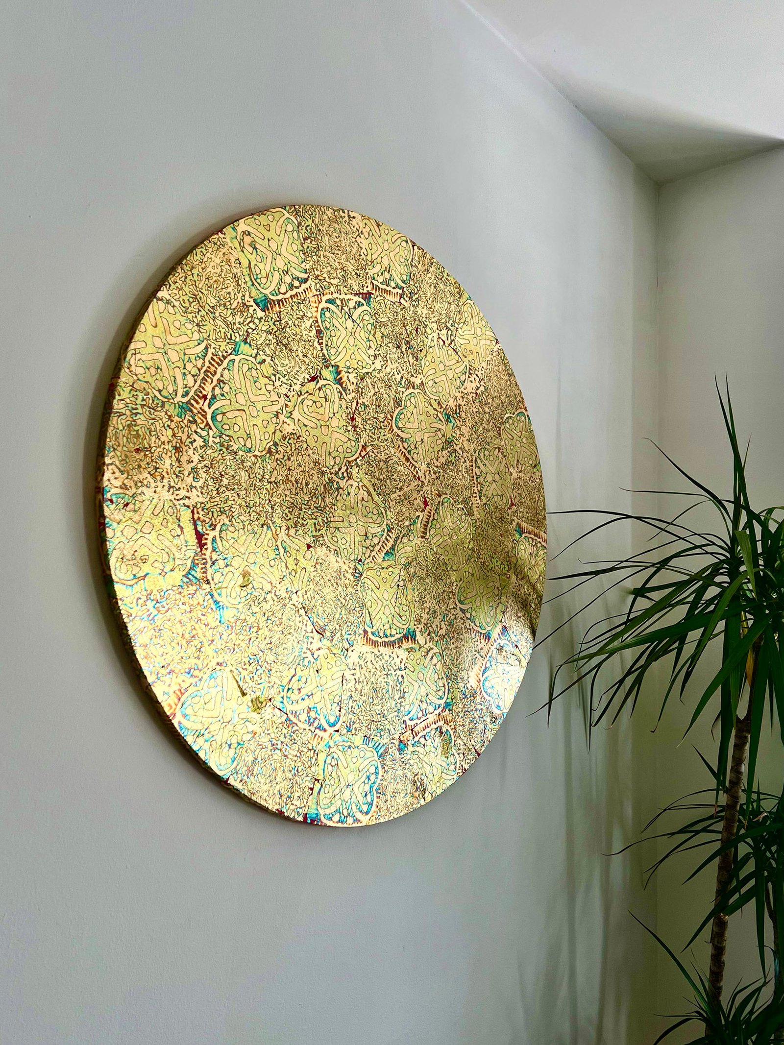 Two Worlds by Alexandru Regent (Acrylic and gold leaf on canvas, 2025)